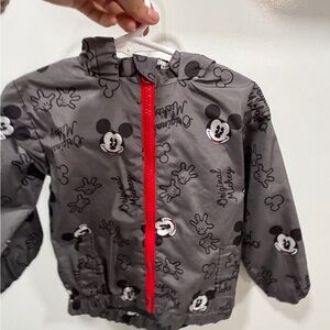 Gray Mickey Mouse Jacket with Red Zipper